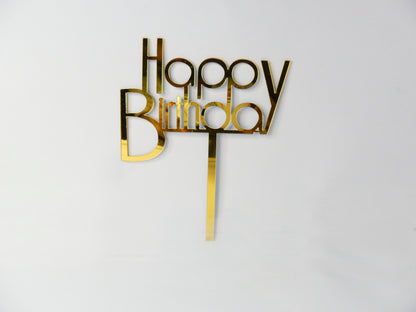Express Golden Happy Birthday Cake Topper
