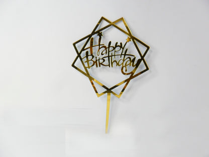 Express Golden Happy Birthday Cake Topper