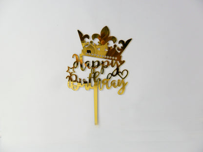 Express Golden Happy Birthday Cake Topper