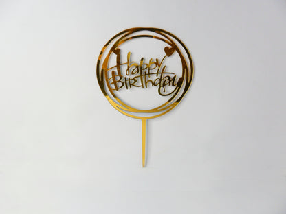 Express Golden Happy Birthday Cake Topper