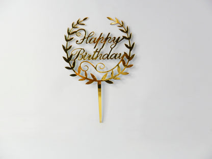 Express Golden Happy Birthday Cake Topper