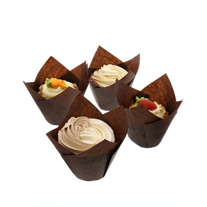 SOLID BROWN TULIP LINER 200PCS PACK 16x16x5 Cm