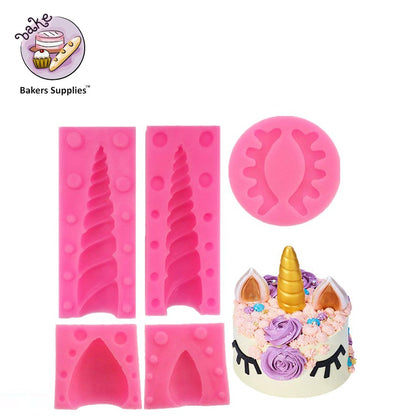 Silicon Unicorn Theme Fondant Mold 5 Pieces Set
