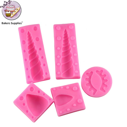 Silicon Unicorn Theme Fondant Mold 5 Pieces Set