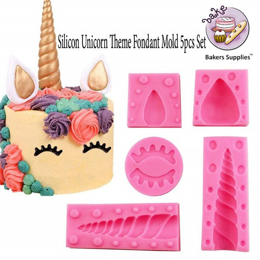 Silicon Unicorn Theme Fondant Mold 5 Pieces Set